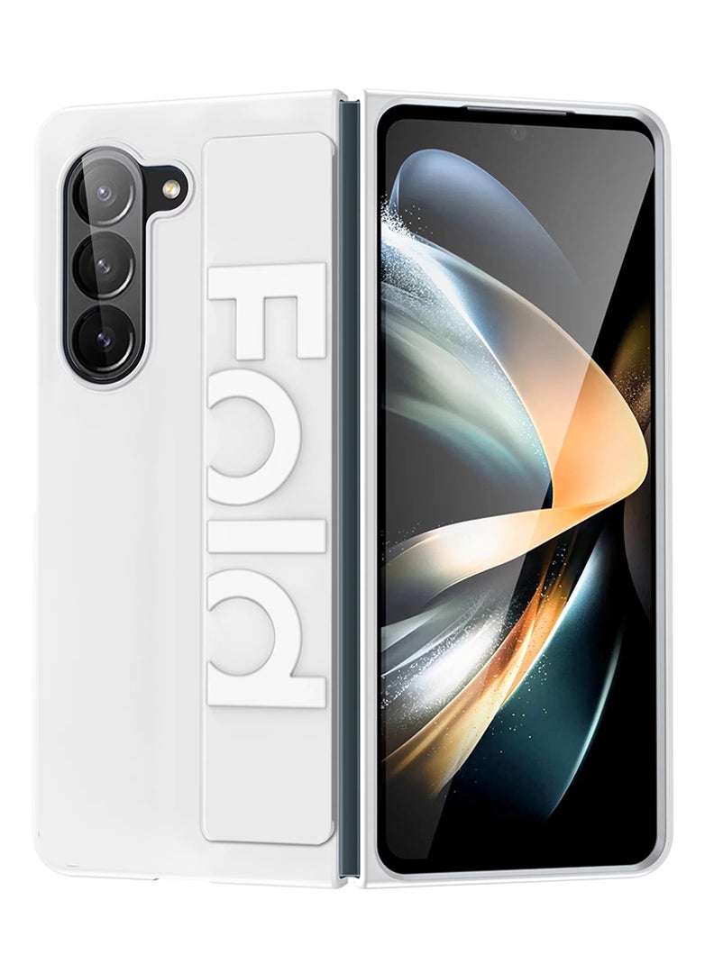 Theodor Samsung Galaxy Z Fold 5 Cover with Hand Strap, Anti-Scratch Shockproof PC Wristband Cover Thin Protective Phone Case for Samsung Galaxy Z Fold 5 (White) - Image 1