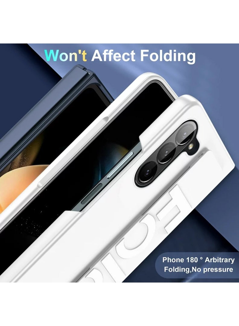 Theodor Samsung Galaxy Z Fold 5 Cover with Hand Strap, Anti-Scratch Shockproof PC Wristband Cover Thin Protective Phone Case for Samsung Galaxy Z Fold 5 (White) - Image 2
