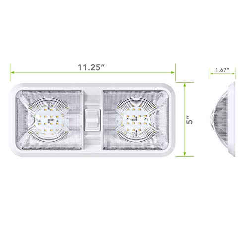 Leisure LED 3 Pack RV LED Ceiling Double Dome Light Fixture with ON/OFF Switch Interior Lighting for Car/RV/Trailer/Camper/Boat DC 12V Natural White 4000-4500K 48X2835SMD - Image 2
