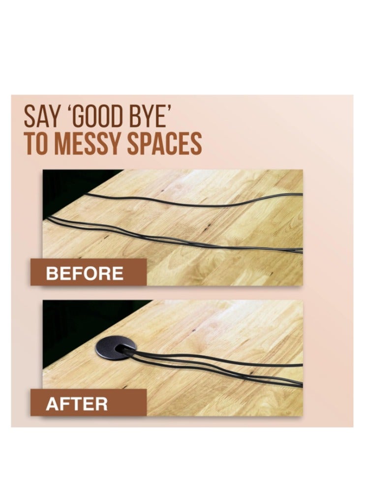 Yakumuz Desk Grommet 2 Inch (50 mm) Pack of 5-Yakumuz Black ABS Plastic Cable Hole Cover to Arrange Wires & Cords Through Computer Table/Countertops - Image 5