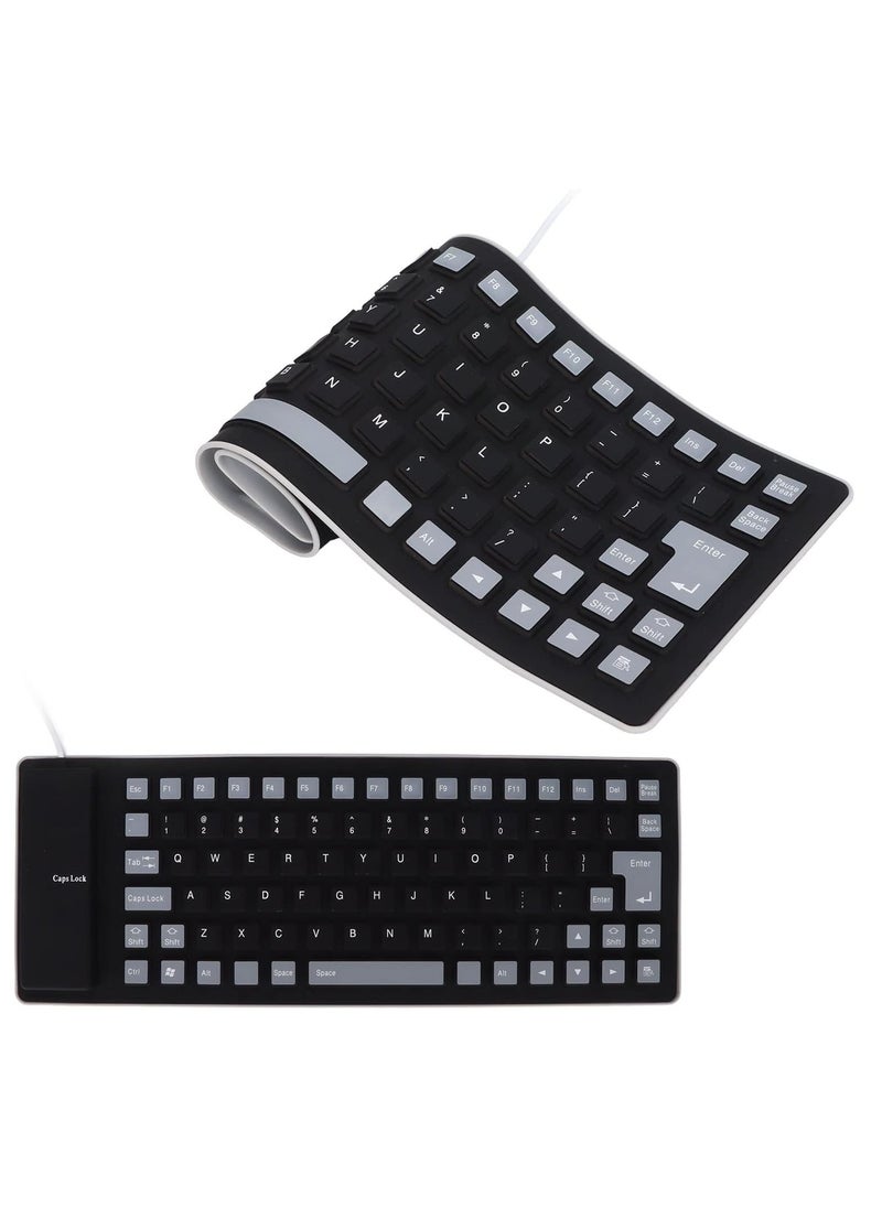 SYOSI - Foldable Flexible Keyboard USB Wired Gaming Keyboard 85 Keys Fully Sealed Design, Roll-up Silent Soft Keyboard Waterproof Dustproof for PC Notebook Laptop - Image 1