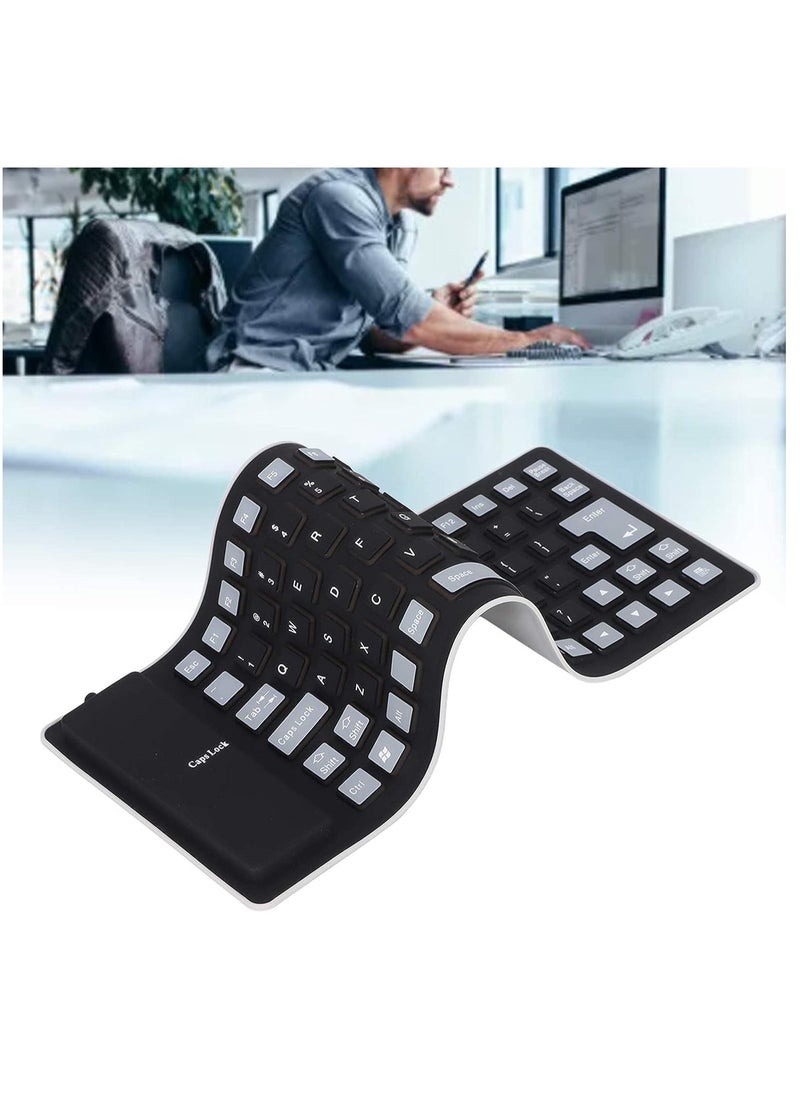 SYOSI - Foldable Flexible Keyboard USB Wired Gaming Keyboard 85 Keys Fully Sealed Design, Roll-up Silent Soft Keyboard Waterproof Dustproof for PC Notebook Laptop - Image 1