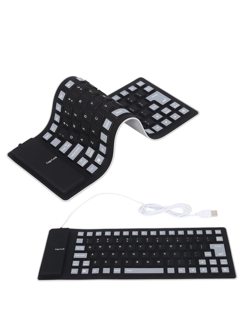 SYOSI - Foldable Flexible Keyboard USB Wired Gaming Keyboard 85 Keys Fully Sealed Design, Roll-up Silent Soft Keyboard Waterproof Dustproof for PC Notebook Laptop - Image 1