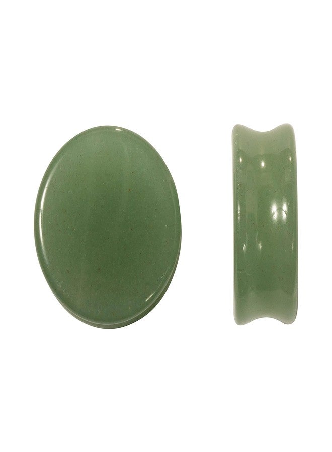Pierced Owl Natural Green Aventurine Stone Flat Front Double Flared Plugs, Sold as a Pair (14mm (9/16")) - Image 3
