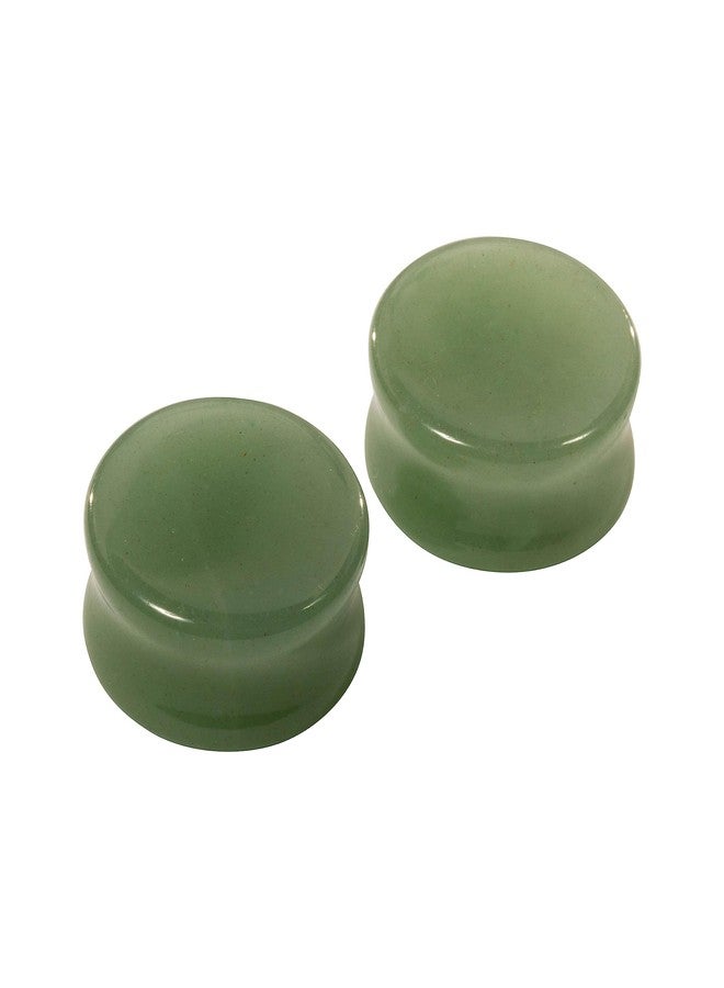 Pierced Owl Natural Green Aventurine Stone Flat Front Double Flared Plugs, Sold as a Pair (14mm (9/16")) - Image 1