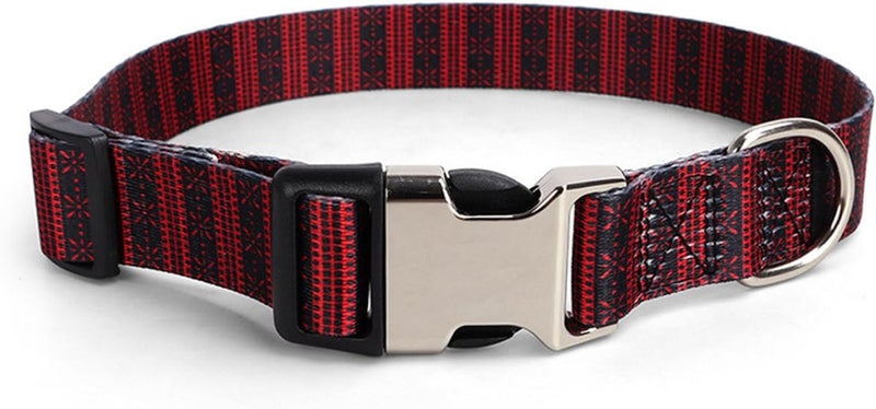 Haofy Printed Dog Collar Metal Buckle Adjustable Soft Polyester for Daily Walking Outdoor Activities, Stainless Steel D Ring 0.5 Inch Width (M) - Image 1