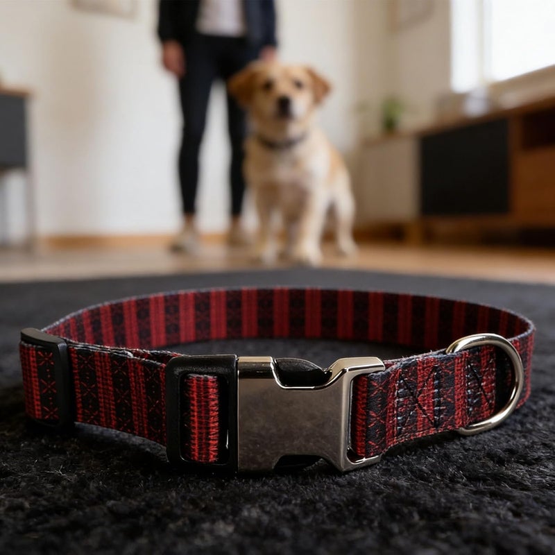 Haofy Printed Dog Collar Metal Buckle Adjustable Soft Polyester for Daily Walking Outdoor Activities, Stainless Steel D Ring 0.5 Inch Width (M) - Image 4