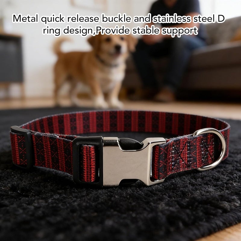 Haofy Printed Dog Collar Metal Buckle Adjustable Soft Polyester for Daily Walking Outdoor Activities, Stainless Steel D Ring 0.5 Inch Width (M) - Image 3