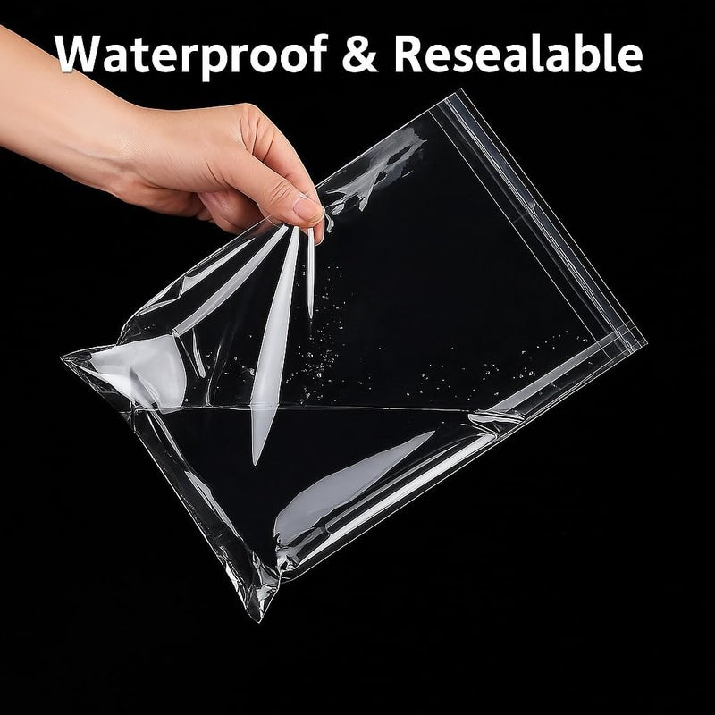Fitto Transparent Bags 20 Pack, 13cm x 18cm, Clear Plastic Storage Bags for Organizing, Reusable Ziplock Bags for Home and Office Use - Image 2