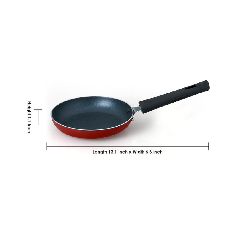Anjali Non-Toxic Coating Aluminium Mini Tapper Pan (16.51 cm, Red Matte) - Image 3