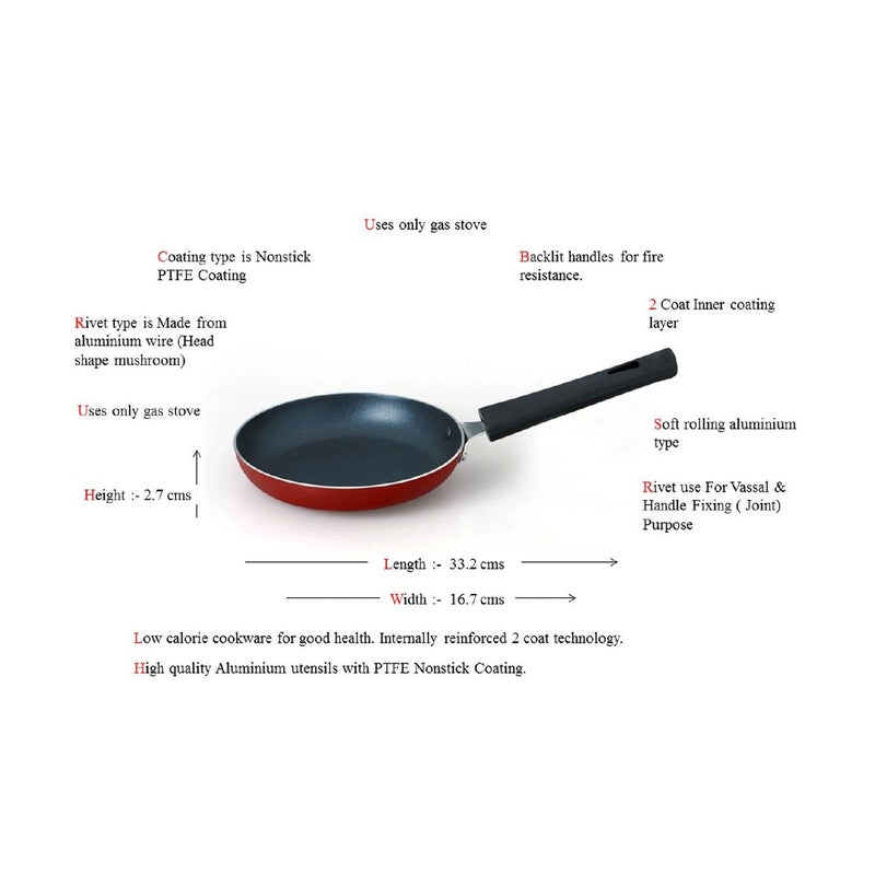 Anjali Non-Toxic Coating Aluminium Mini Tapper Pan (16.51 cm, Red Matte) - Image 4