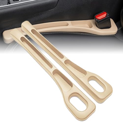 YUISI Pack of 2 Car Seat Gap Filler Organizer EVA Car Organizer Fills Gap Between Seat Console Universal Fit Buckle Base Car Phone Holder Gap Pad Car accessories (Beige) - Image 1