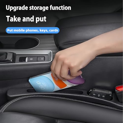 YUISI Pack of 2 Car Seat Gap Filler Organizer EVA Car Organizer Fills Gap Between Seat Console Universal Fit Buckle Base Car Phone Holder Gap Pad Car accessories (Beige) - Image 5