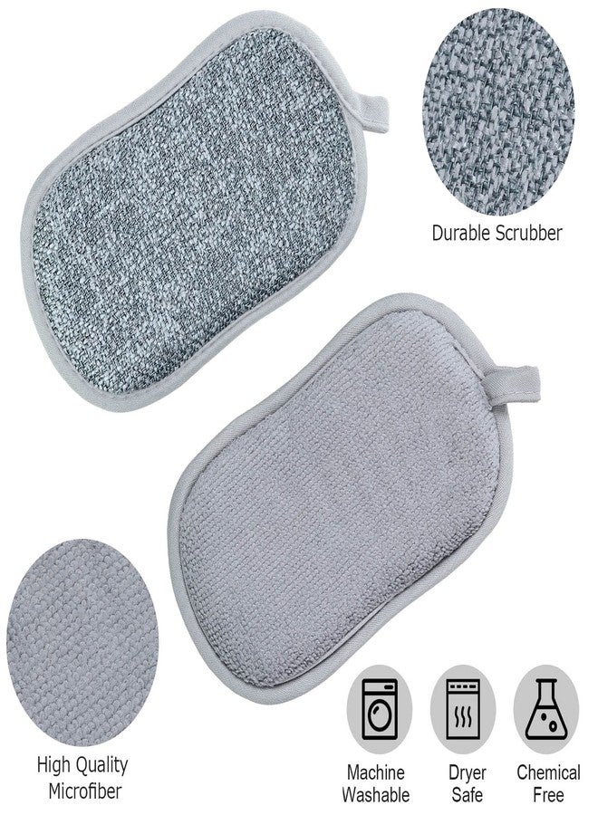 Shimeyao 24 Pack Multi Purpose Scrub Sponges Non Scratch Microfiber Sponge Cleaning Dish Scrubber Reusable Dish Sponges for Washing Dishes Along with Heavy Duty Scouring Power (Gray) - Image 2