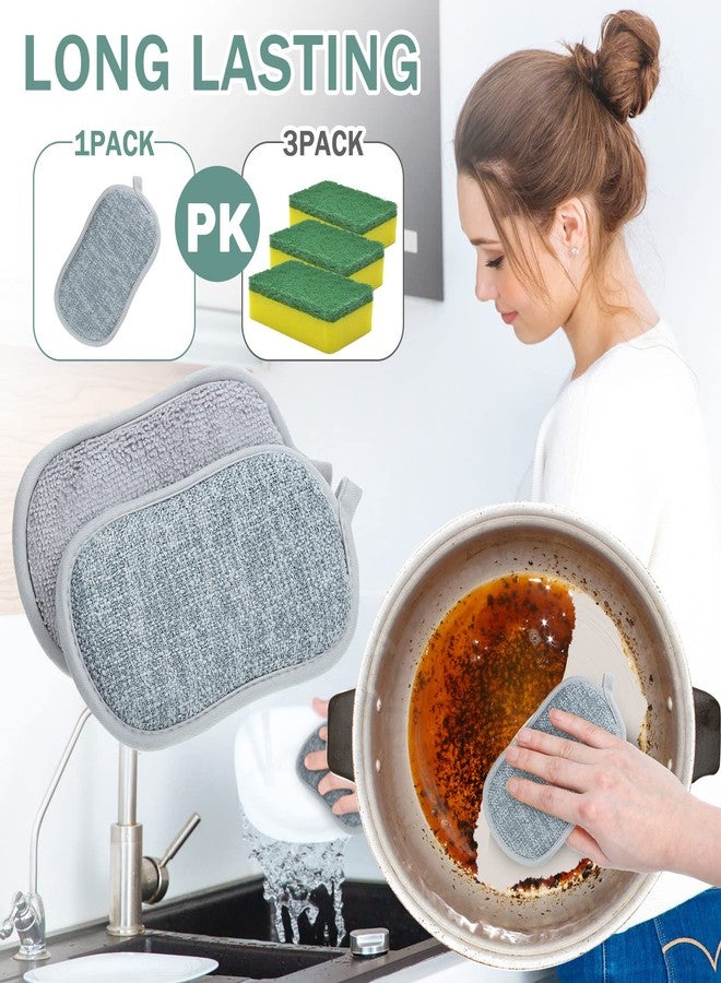 Shimeyao 24 Pack Multi Purpose Scrub Sponges Non Scratch Microfiber Sponge Cleaning Dish Scrubber Reusable Dish Sponges for Washing Dishes Along with Heavy Duty Scouring Power (Gray) - Image 4