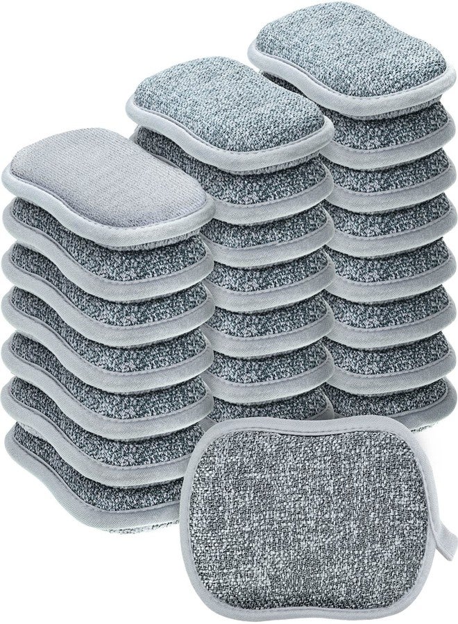 Shimeyao 24 Pack Multi Purpose Scrub Sponges Non Scratch Microfiber Sponge Cleaning Dish Scrubber Reusable Dish Sponges for Washing Dishes Along with Heavy Duty Scouring Power (Gray) - Image 1