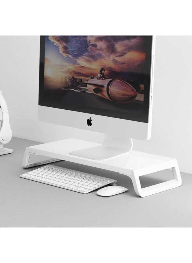 Computer Stand Laptop Heightening Bracket Pad Height Monitor Desktop Wooden Base Desktop Keyboard Desktop Shelf-Color:Chinese Snow White + Black Frame