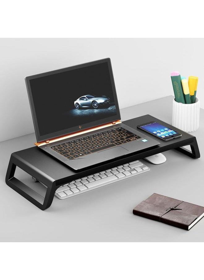 Computer Stand Laptop Heightening Bracket Pad Height Monitor Desktop Wooden Base Desktop Keyboard Desktop Shelf-Color:Chinese Snow White + Black Frame