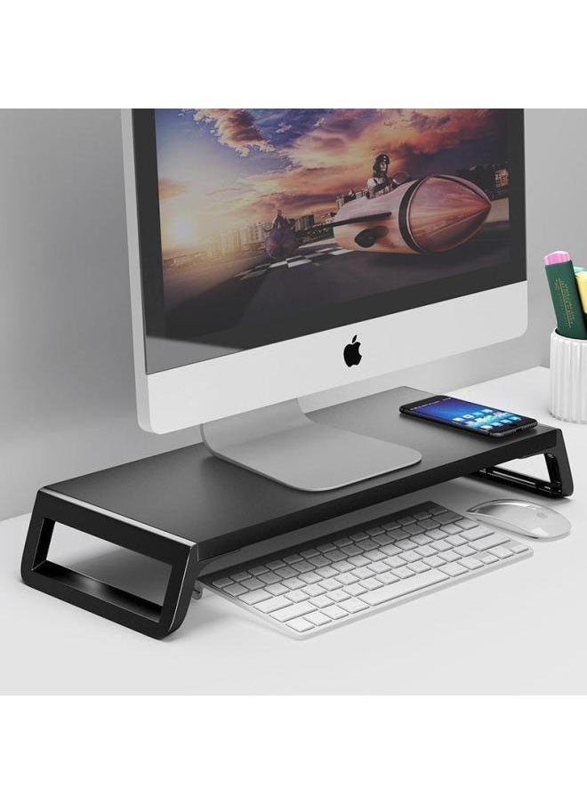 Computer Stand Laptop Heightening Bracket Pad Height Monitor Desktop Wooden Base Desktop Keyboard Desktop Shelf-Color:Chinese Snow White + Black Frame