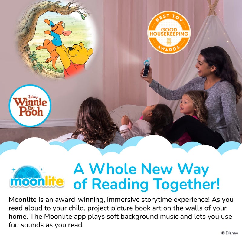 Moonlite Storytime Mini Projector with 4 Winnie The Pooh Stories, A Magical Way to Read Together, Digital Storybooks, Fun Sound Effects, Learning Gifts for Kids Ages 1 and Up - Image 3