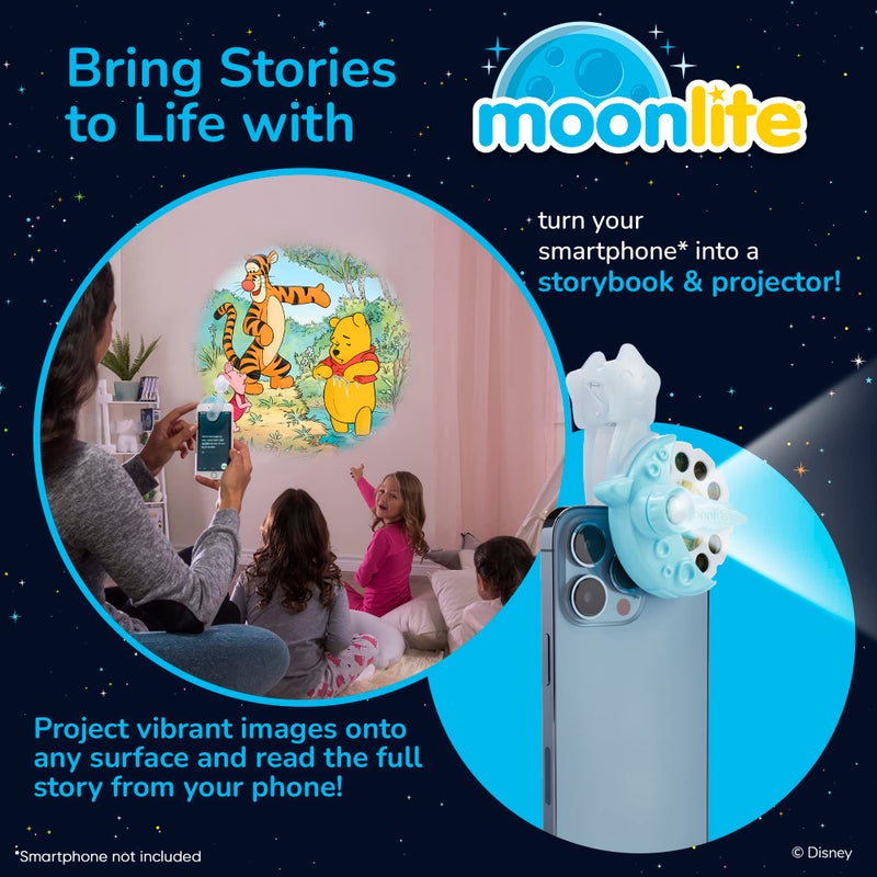 Moonlite Storytime Mini Projector with 4 Winnie The Pooh Stories, A Magical Way to Read Together, Digital Storybooks, Fun Sound Effects, Learning Gifts for Kids Ages 1 and Up - Image 2
