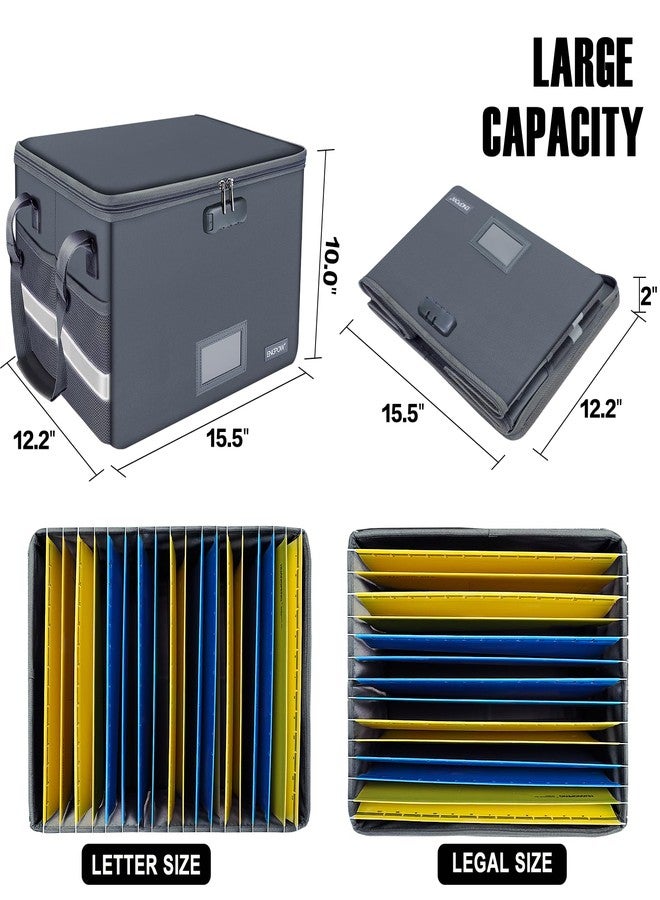 ENGPOW File Box with Lock,Fireproof Document Box with Pockets,Collapsible File Storage Organizer Box Filing Box with Handle,Portable Home Office Safe Box for Hanging Letter/Legal Folder,2 Pack(Gray) - Image 5