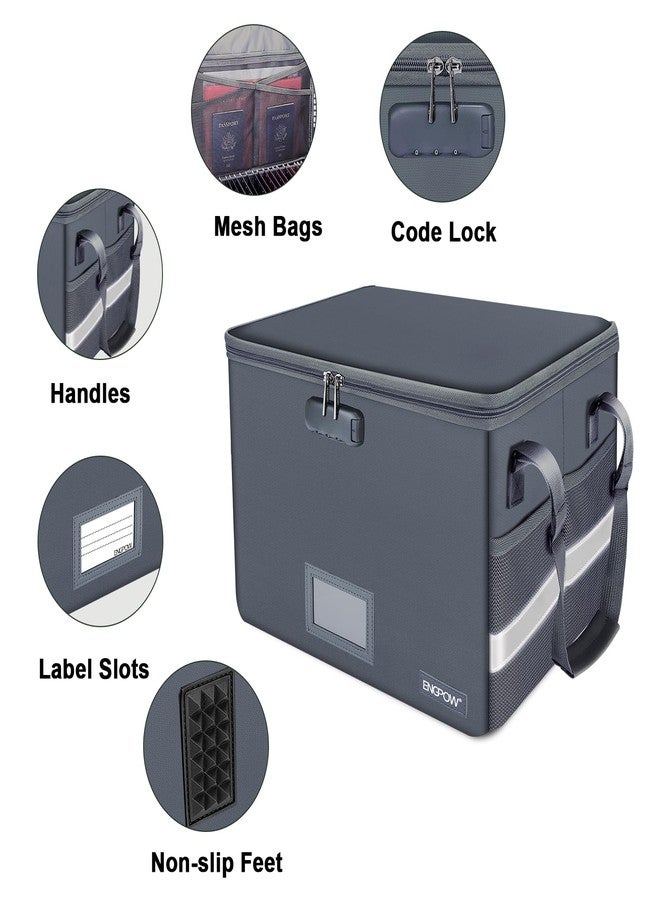 ENGPOW File Box with Lock,Fireproof Document Box with Pockets,Collapsible File Storage Organizer Box Filing Box with Handle,Portable Home Office Safe Box for Hanging Letter/Legal Folder,2 Pack(Gray) - Image 3