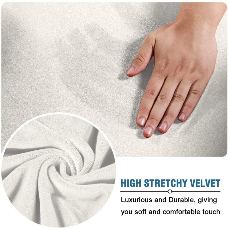 GOWT Velvet Plush Stretchable Office Desk Chair Cover Cat Proof with Wheels, Chair Seat Cover with Armrest Protector for Pets & Kids, Removable for Ergonomic Mesh Computer Rolling Chair, Beige, XL - Image 3