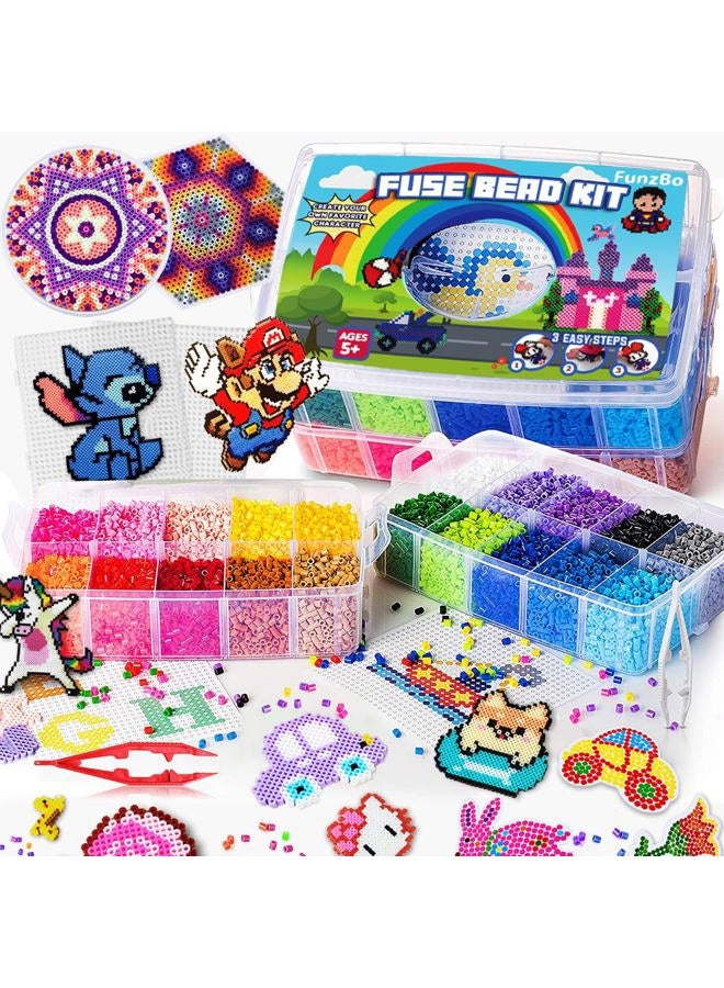 FUNZBO 23000 5mm Fuse Beads Kit - 22 Colors | 106 Patterns, Christmas Home School Arts and Crafts Supplies for Kids, Toys Set, Art Decorations for Room, Christmas Gifts for Girls and Boys Age 5+ - Image 1