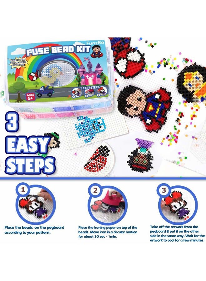 FUNZBO 23000 5mm Fuse Beads Kit - 22 Colors | 106 Patterns, Christmas Home School Arts and Crafts Supplies for Kids, Toys Set, Art Decorations for Room, Christmas Gifts for Girls and Boys Age 5+ - Image 4