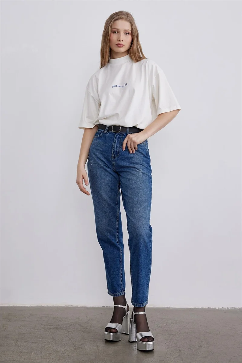 سود كوليكشن Medium Blue Mom Jeans