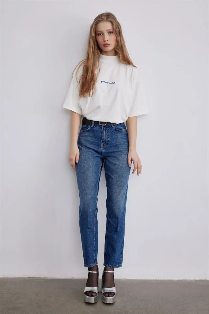 سود كوليكشن Medium Blue Mom Jeans