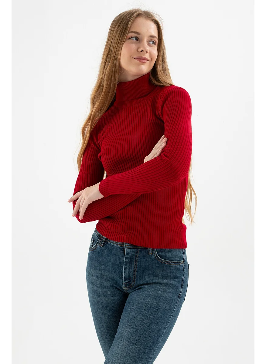 فاشن فريندز Ribbed Turtleneck Sweater Women's Sweater 23K0288K1