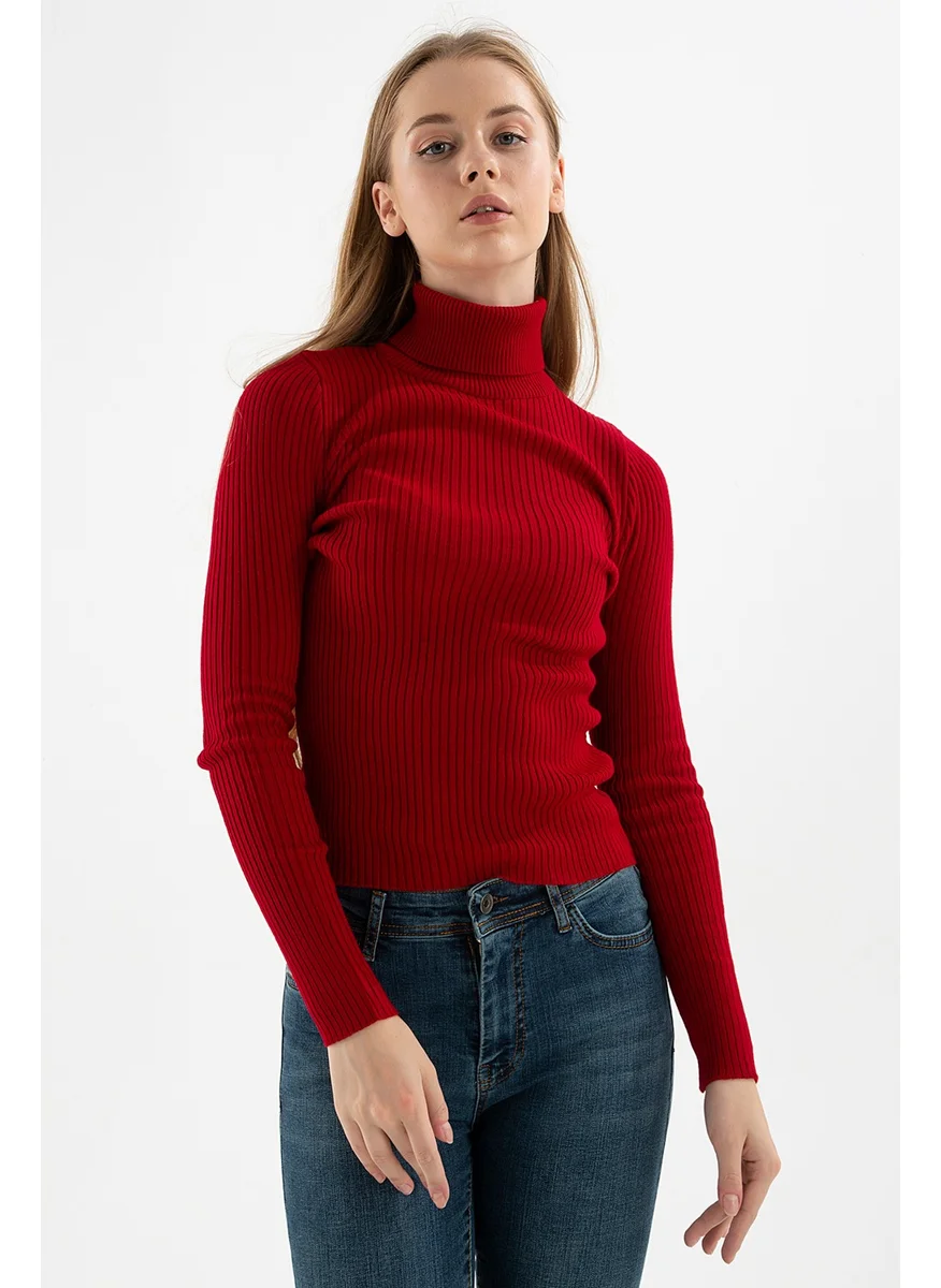 فاشن فريندز Ribbed Turtleneck Sweater Women's Sweater 23K0288K1