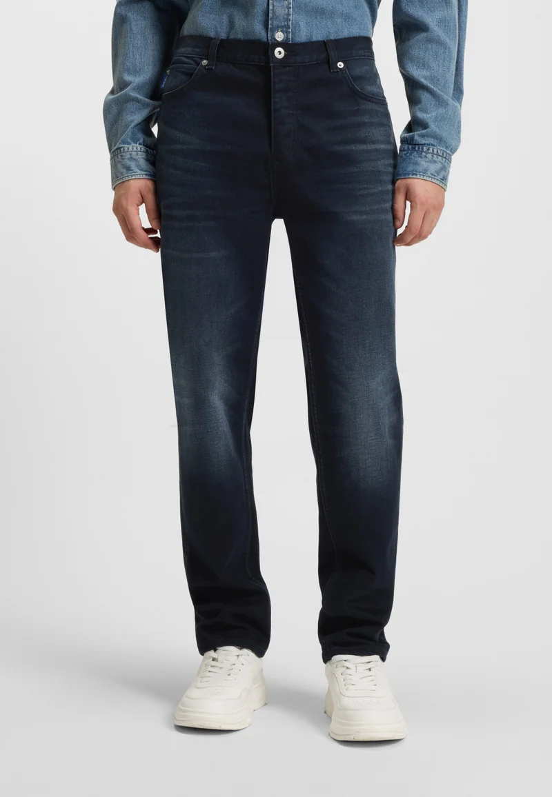 هوجو Tapered-fit jeans in blue-black stretch denim