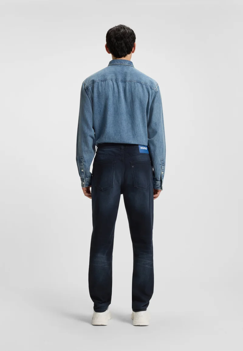 هوجو Tapered-fit jeans in blue-black stretch denim