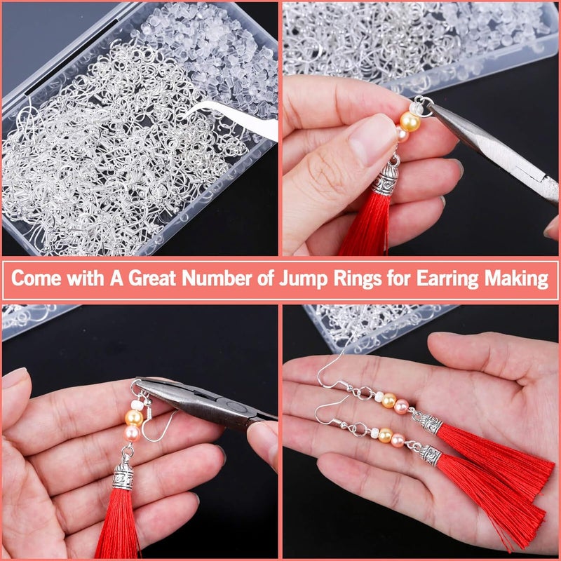 Thrilez 600Pcs Earring Making Kit with Hypoallergenic Hooks, Jump Rings, & Rubber Backs (Silver) - Image 4