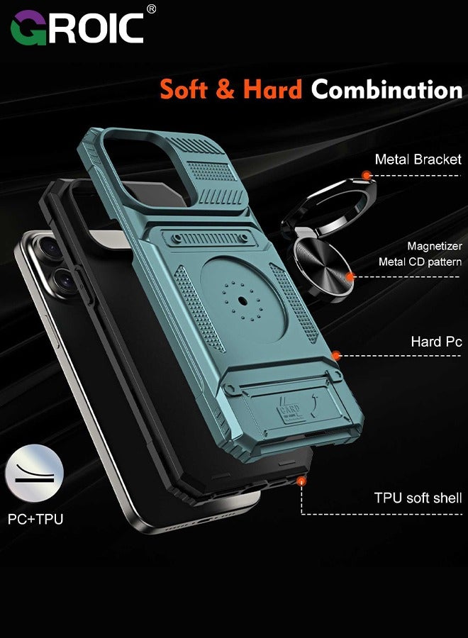 GROIC iPhone 16 Pro Max Case, iPhone 16 Pro Max Kickstand Case with Card Slot,Rotated Ring Kickstand Shockproof Protective Cover,iPhone 16 Pro Max Phone Shell 6.9'' - Image 5