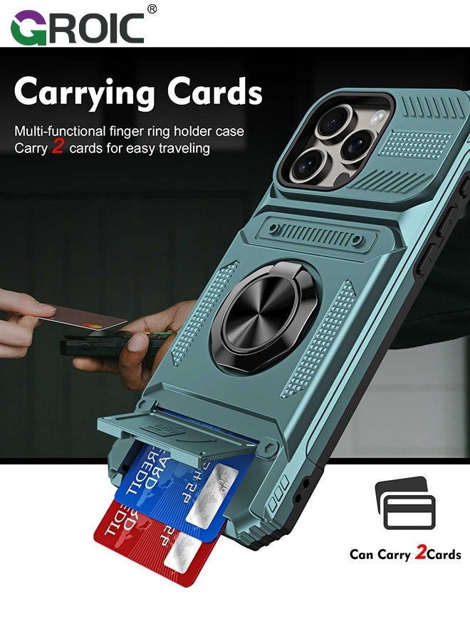 GROIC iPhone 16 Pro Max Case, iPhone 16 Pro Max Kickstand Case with Card Slot,Rotated Ring Kickstand Shockproof Protective Cover,iPhone 16 Pro Max Phone Shell 6.9'' - Image 2