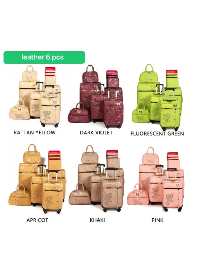 Prosperity 6-piece matching-color spinner trolley luggage set with tote bag, high-capacity suitcases perfect as wedding gifts for family and friends. - Image 4