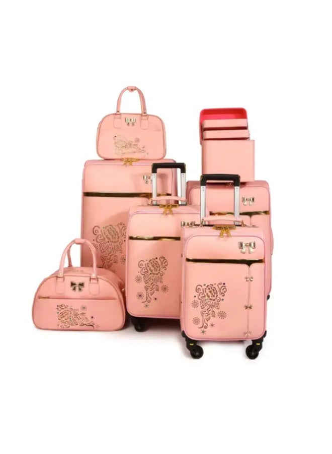 Prosperity 6-piece matching-color spinner trolley luggage set with tote bag, high-capacity suitcases perfect as wedding gifts for family and friends. - Image 2