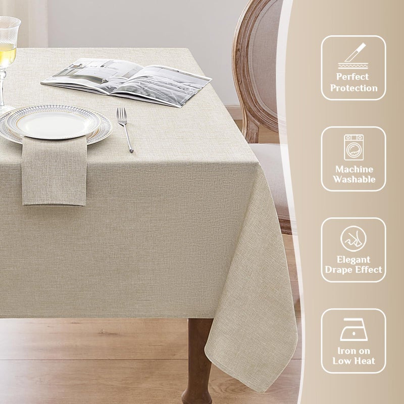 Softalker Small Tablecloth Beige 52x70 Inch Rectangle Linen Textured Outdoor Tablecloths Stain and Wrinkle Resistant Decorative Dining Table Cover Waterproof for Spring,Easter,Party,Garden,Coffee - Image 5