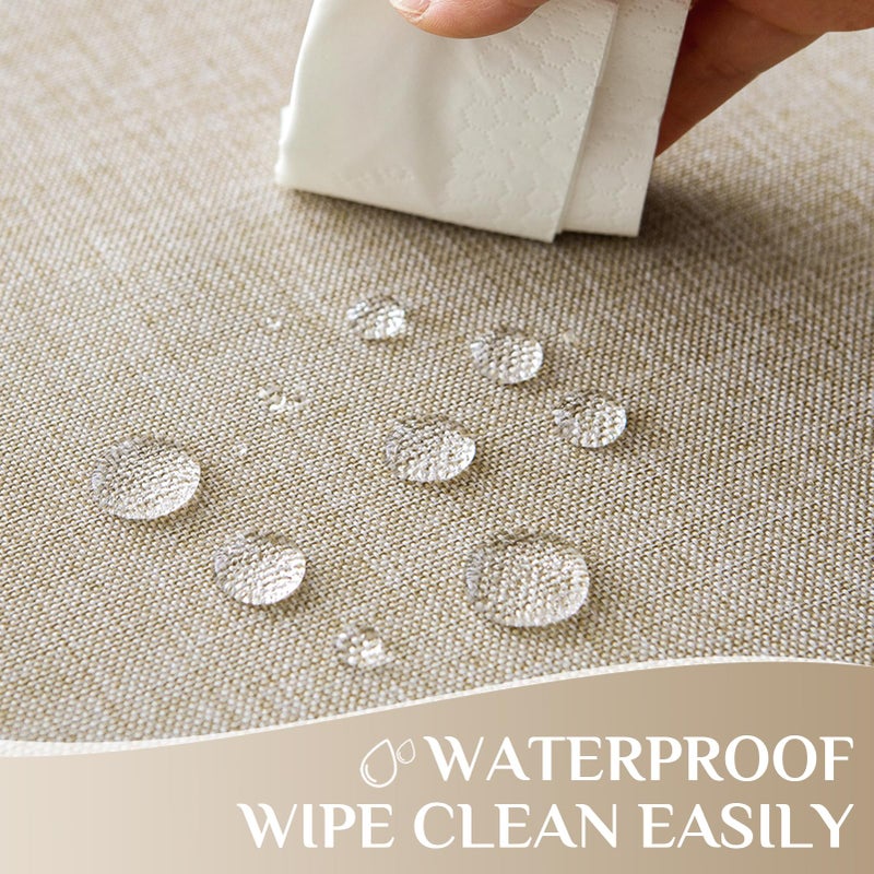Softalker Small Tablecloth Beige 52x70 Inch Rectangle Linen Textured Outdoor Tablecloths Stain and Wrinkle Resistant Decorative Dining Table Cover Waterproof for Spring,Easter,Party,Garden,Coffee - Image 3