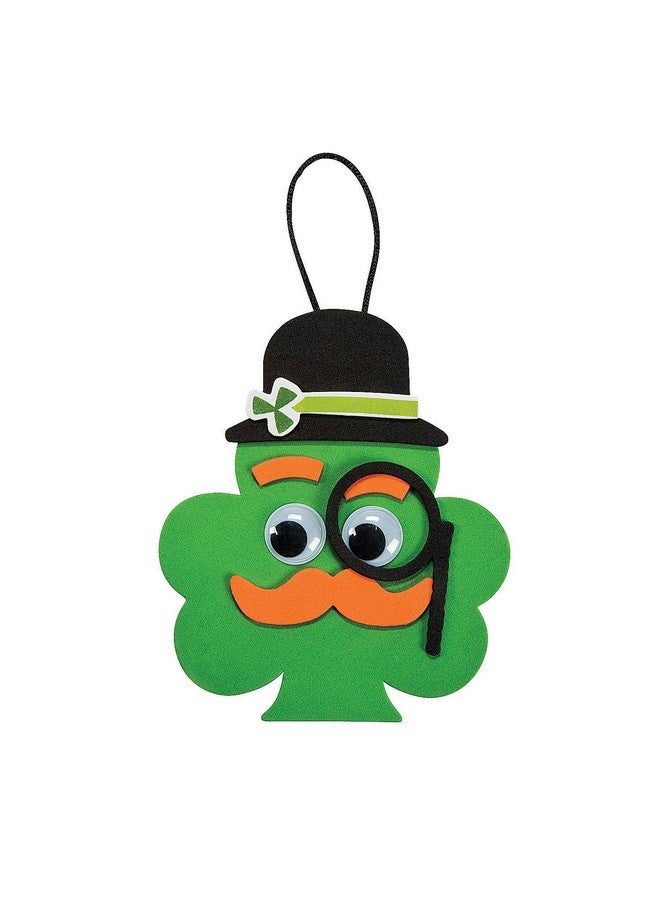 Fun Express Shamrock with Mustache Ornament Craft Kit - Makes 12 - St. Patricks Day Crafts for Kids and Fun Home Activities - Image 1