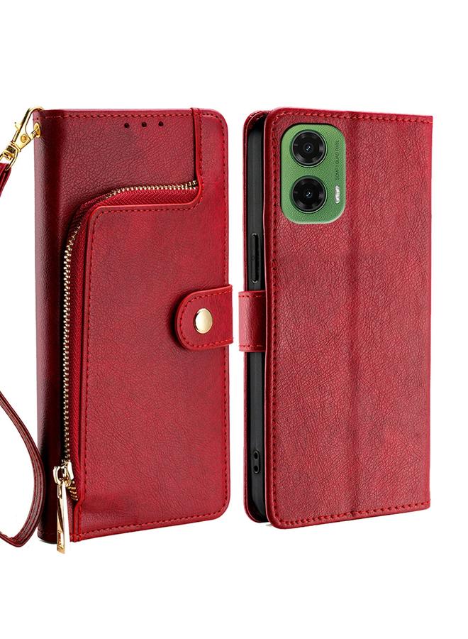 إيروريكس جراب هاتف موتورولا موتو جي 35 5 جي مع حقيبة جلدية بسحاب - Image 1