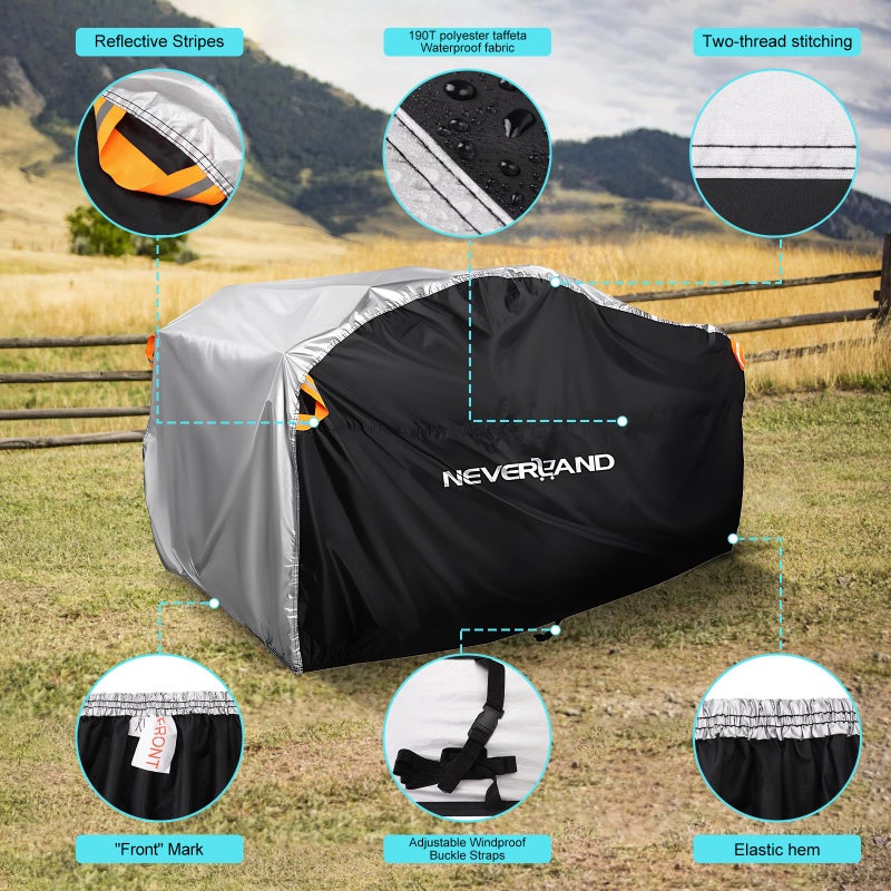 NEVERLAND ATV Cover Waterproof Heavy Duty XXXL Universal Quad Cover Outdoor Storage Cover 4 Wheeler Rain Cover All Weather for Polaris Sportsman Yamaha Honda Kawasaki Quad Bike - Image 5