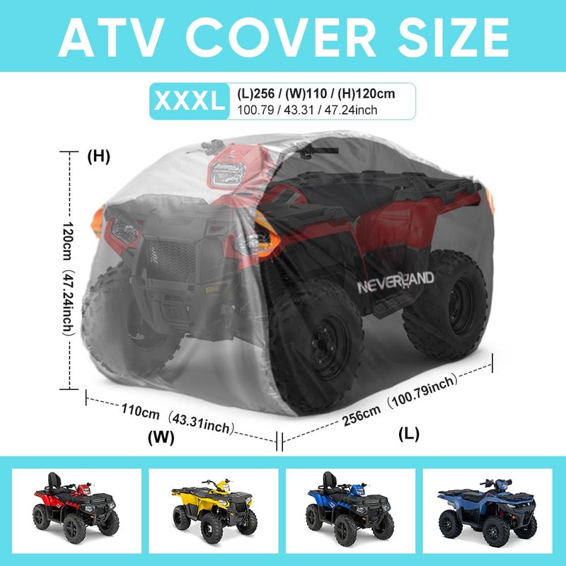 NEVERLAND ATV Cover Waterproof Heavy Duty XXXL Universal Quad Cover Outdoor Storage Cover 4 Wheeler Rain Cover All Weather for Polaris Sportsman Yamaha Honda Kawasaki Quad Bike - Image 2