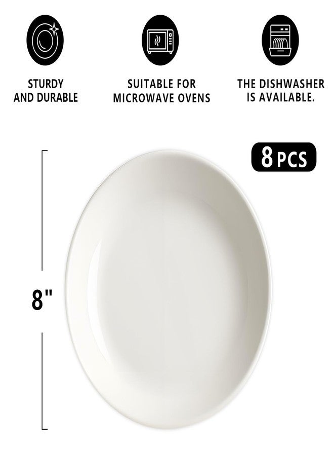 DOTUHAO Ceramic Plates Set of 8, White Dessert Plate 8 Inch, Appetizer Plate, Dishwasher, Microwave, Oven Safe, Smooth Glaze, Scratch Resistant (8PCS) - Image 5