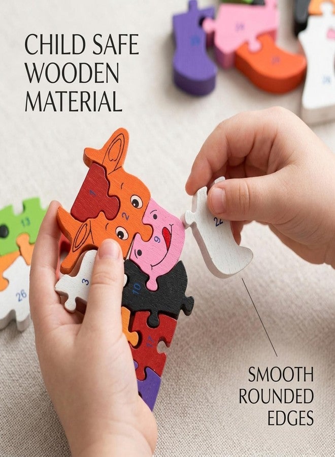 GITGRNTH 2 in 1 Multicolor Wooden Cow Shaped Alphabets A to Z & Numbers 1 to 26 Learning to Both Sides Puzzle 3D Jigsaw Block Puzzles for Preschool Kids 1+ Yrs -Wooden Toy for Toddlers Boys Girls - Image 3