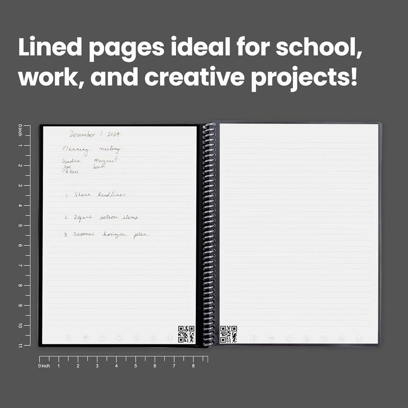 Rocketbook Smart Reusable Notebook - Lined Eco-Friendly Notebook with 1 Pilot Frixion Pen & 1 Microfiber Cloth Included- Midnight Blue Cover, Letter Size (8.5" x 11") - Image 5